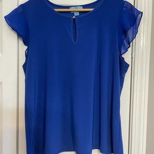 Butterfly Sleeve Royal Blue Blouse Size L